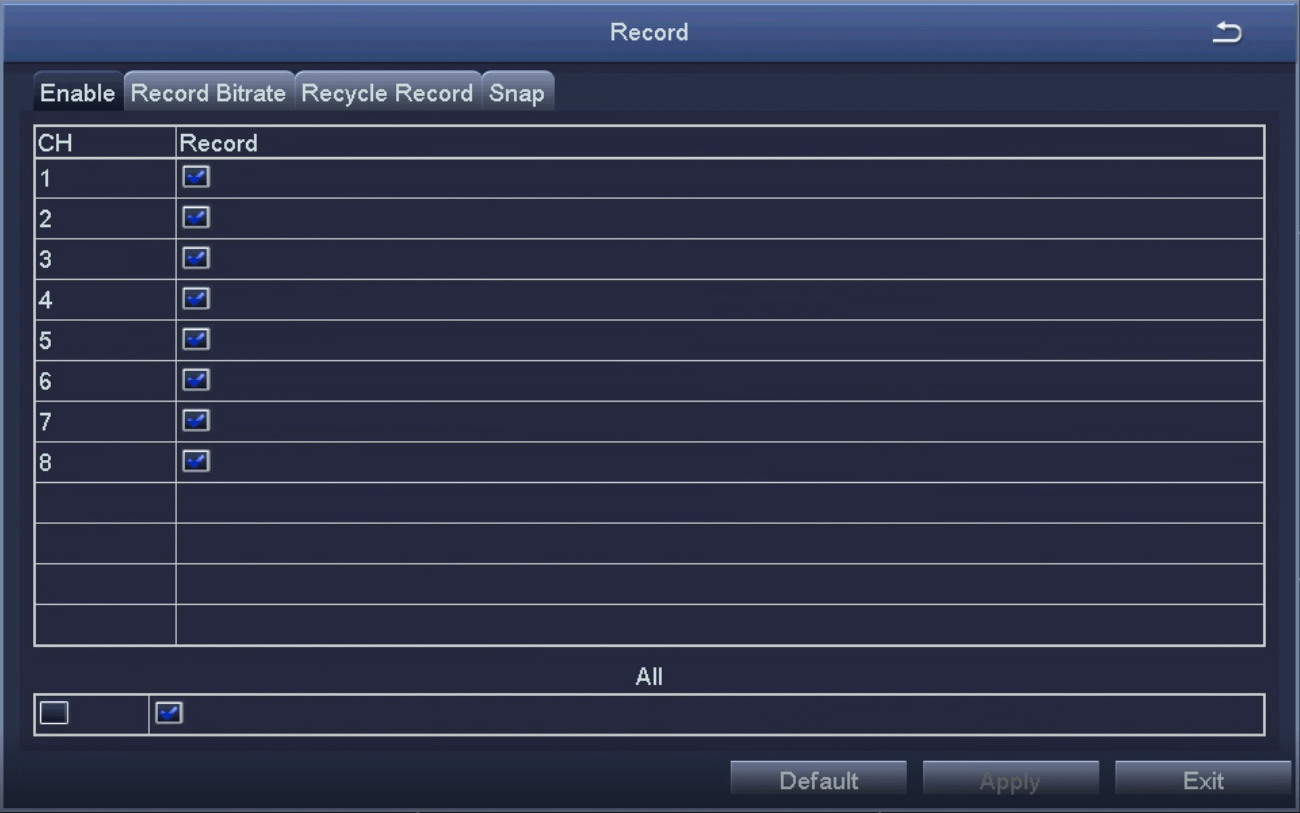 Setup Record Enable