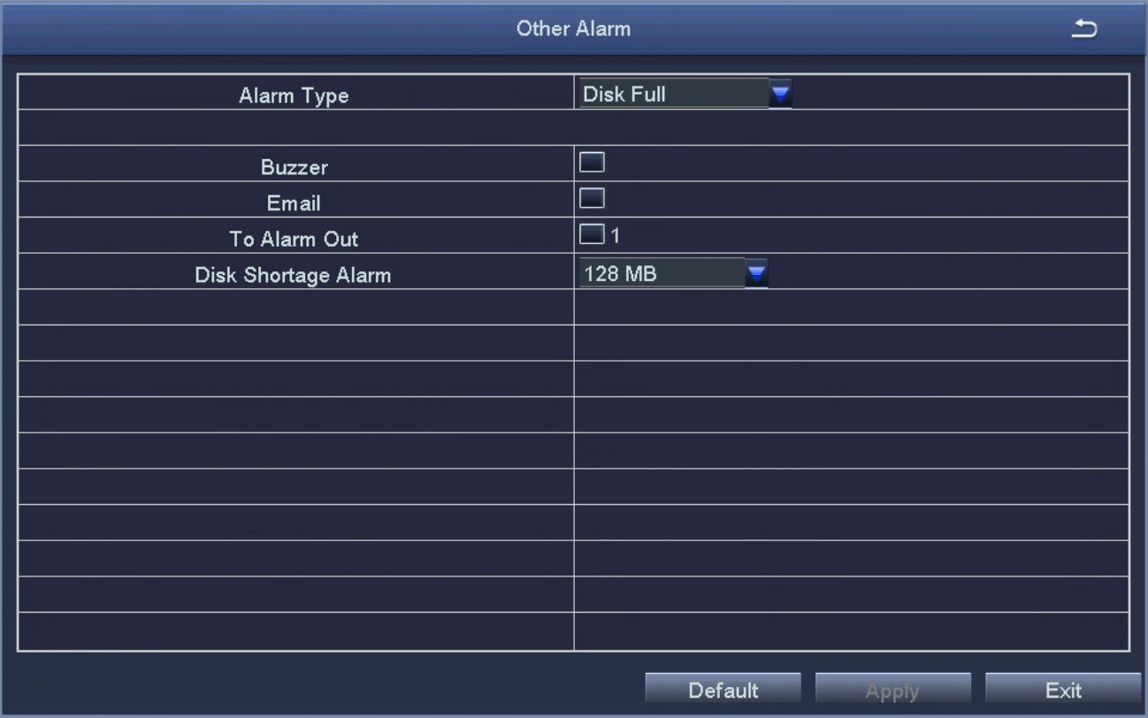 Setup Alarm Other Alarm