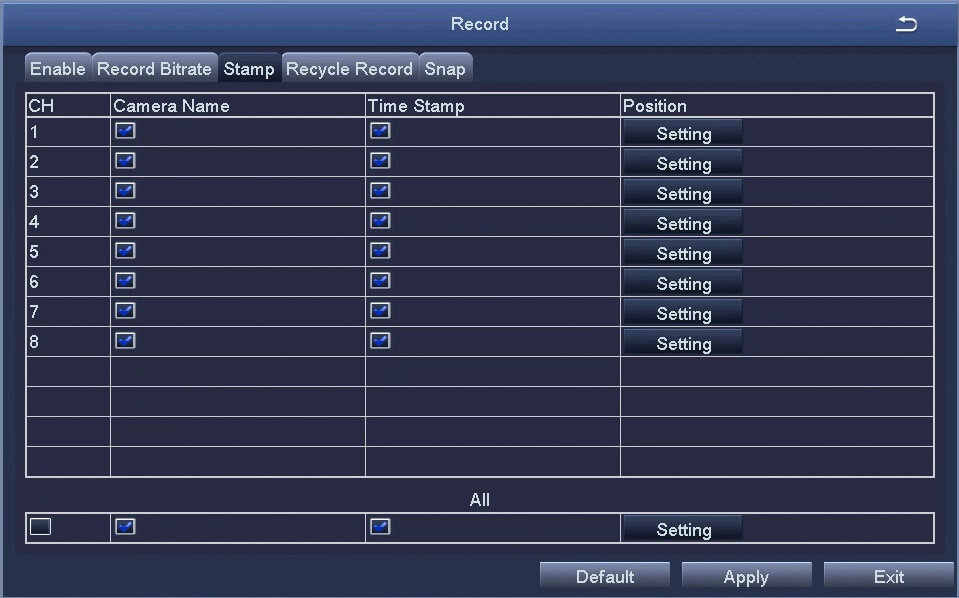 Record Stamp Menu