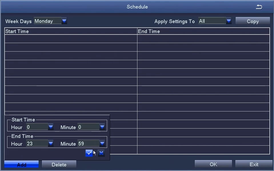 Schedule Menu