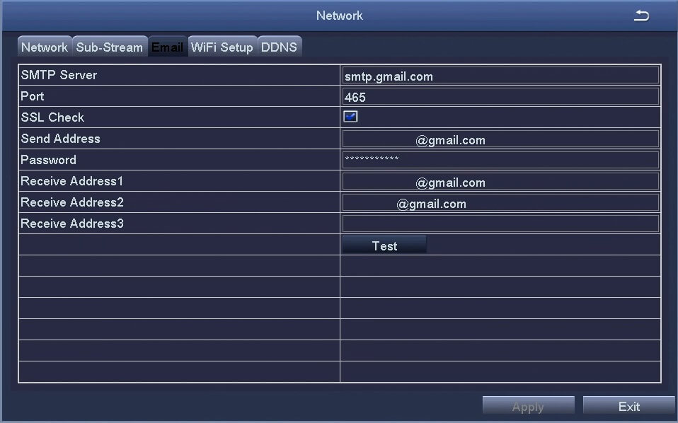Network Email Screen