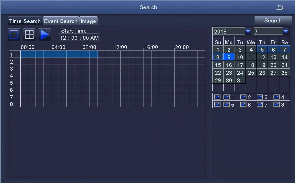 Time Search Menu
