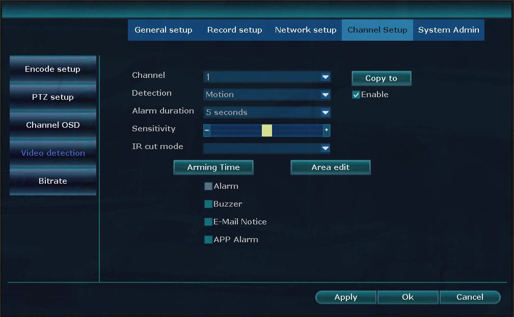 Channel Setup Video Detection
