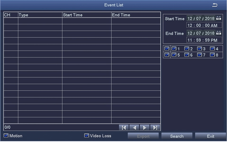 Event list
